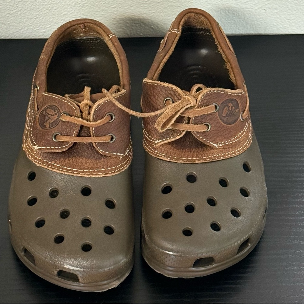 CROCS Brown and Olive Kids Dress Shoes